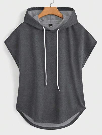 EGENSIO Men's Casual Solid Color Drawstring Hoodie Top