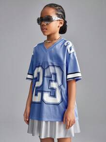 Coolane Kids Camiseta deportiva de manga corta con parche de malla para niñas preadolescentes en primavera/verano