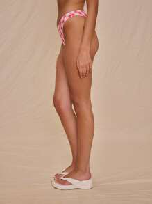 Musera Resort Ginghamkaro Bikinihose mit hohem Beinausschnitt, nur Unterteil, Frühling Sommer Urlaub, niedlich elegant