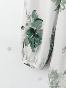 Modelyn Áo cánh dài tay in hoa ngày lễ cỡ lớn cho nữ - màu xanh lá - Xem 4
