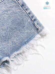 GlowEve Kvinnors lösa Casual Denimshorts med fickor i distressed Edge - Blå - Visa 5