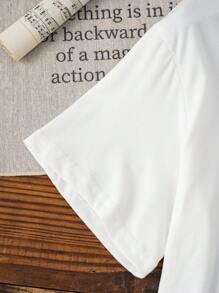 SHEIN Manfinity Dauomo Social Media Kills Romance Graphic Text Print Round Neck Men T-Shirt - White - View 4