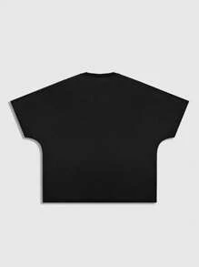 ROMWE MEN Grunge Punk Men's Oversized Casual Gothic Graphic Letter Print T-Shirt For Summer, Halloween - Black - View 2