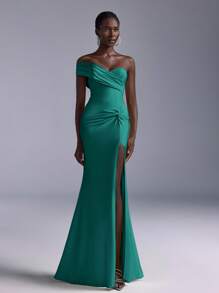 Elitara 优雅奢华的弹力针织泳衣，配有荷叶边袖子和鱼尾裙，适合婚礼、活动、单身派对、节日和伴娘礼服（成人尺码）