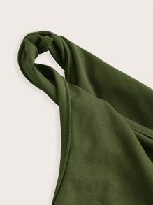 Siren Gaze 情人节勃艮第红色扭纹单肩上衣优雅修身女士上衣 - 軍綠色 - 查看 9