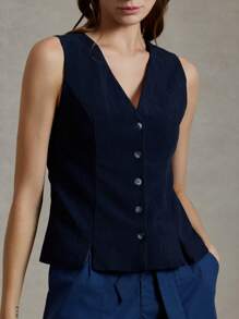 Briarwyn Plain Weave Casual Commuter Top For Summer V Neck Tank Top For Women Classy For Women - Royal Blue - View 6
