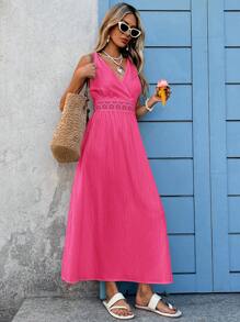 Vivid Eden Vestido de mujer elegante de unicolor con encaje y sin mangas