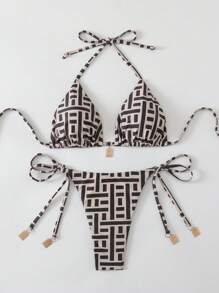 Swim Chiccia Springbreak 女式夏季随机花卉印花金属装饰复古两件套细肩带比基尼套装 - 彩色 - 查看 4