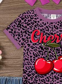 Young Girl Casual Simple Round Neck Short Sleeve T-Shirt, Suitable For Summer - Multicolor - View 4