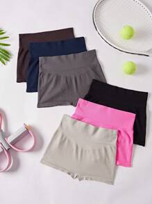 Gameset SHEIN Sport Set de 6 pantalones cortos deportivos para mujer, shorts ultra cortos sexy, tejidos con alta elasticidad y comodidad - Multicolor - Ver 1