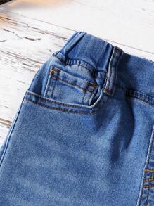 Young Boy Relaxed Distressed Tapered Fit Jeans - Dark Wash - View 5