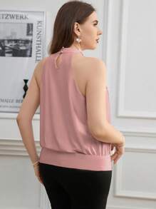 SHEIN Clasi Plus Size Women Rhinestone Decor Elegant Halter Neck Camisole - Pink - View 2