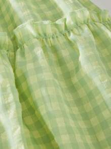 SHEIN Explorewe Tween Girls Sleeveless Plaid Cute Babydoll Dress - Yellow - View 4