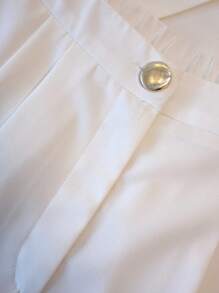 Franclia Elegant Fashion Gold Button White Blazer Vest & Shorts 2 Pieces Set For Women