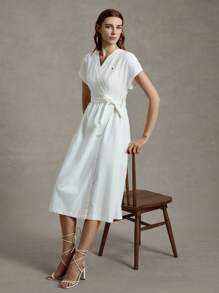 Briarwyn 1 chiếc váy ngắn tay dài dệt trơn cho nữ mùa hè 0utfits dành cho phụ nữ và trang phục đi biển dành cho phụ nữ trang phục tốt nghiệp váy thanh lịch dành cho phụ nữ - trắng - Xem 2