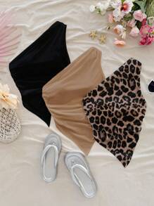 Soleia 女士时尚不对称下摆单肩上衣，夏季 - 彩色 - 查看 7