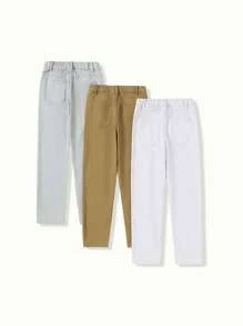 3-Pack Adjustable Waist Stretch Slim Fit Jeans, All-Match Casual Versatile Daily Wear For Big Kids - Multicolor - View 2