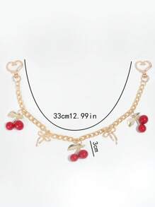 ROMWE Kawaii 1 chiếc dây chuyền hình quả anh đào đỏ dễ thương, thích hợp để trang trí mặt dây chuyền cho túi vuông nhỏ - Nhiều màu - Xem 2