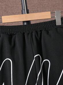 Teen Boys' Knit Casual Letter Print Athletic Capri Pants - Black - View 4