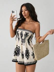SHEIN PETITE Mono estilo vintage con estampado para mujer para vacaciones - Multicolor - Ver 1