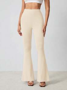 SHEIN Tall Women's Basic Three Pieces Solid Color Waist Tight And Flared Trousers Suit Suitable For All Seasons - Multicolor - View 6