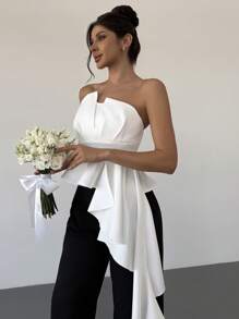 Firerie Nueva blusa versátil de verano informal con volantes en blanco para mujer, apta para atuendos de vacaciones, festivales, blusas elegantes, vestidos de invitada a una boda, ropa de iglesia