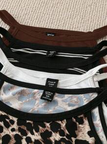 SHEIN LUNE 4pcs Plus Size Casual Versatile Halter Neck Tops, Summer - Multicolor - View 4