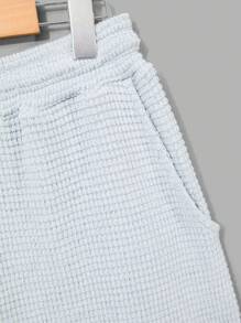RueChic Conjunto de camisa e shorts regular de tecido rendado especial para homens, moda verão
