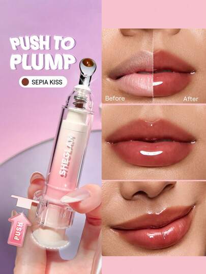 SHEGLAM Booster Shine Plumping Lip Gloss-Speia Kiss Lip Combo Brand Beauty Makeup Face Paint Cosmetic For Women Girls Perfect For Winter Spring Ideal For Y2K Fancy Fashion Suitable For Birthday Valentine'S Day Gift Rave Party Ready Best Color