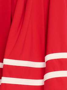 Musera Sport 高腰撞色标志开衩运动裙，适合板网球、壁球、泡菜球、健身房健身 - 紅色 - 查看 6