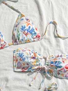 SHEIN Swim Swim 3Pcs Set Summer Beach Vacation Outfits Woman Bikini Sets - Multicolor - View 4