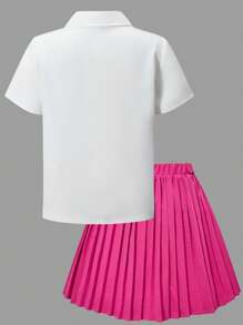 SHEIN Explorewe 3 قطع/مجموعة فتيات المراهقات في فصلي الربيع والصيف، أزياء الشارع الكاجوال فضفاضة، ملابس علوية بطبعة شخصية + توب بطبعة جرافيك + تنورة منبسطة منسقة، مناسبة للتنقل اليومي، الخروجات الكاجوال، التجمعات العائلية