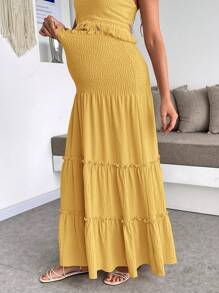 SHEIN 2pcs Maternity Tassel Design Set, Casual And Vacation Friendly - Yellow - View 8