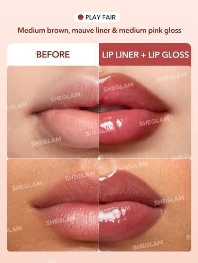 LáPiz Labial LíQuido Hidratante Lip Rules Liner & Gloss Pen-Play Fair 2 En 1 LáPiz Labial De Alto Pigmento Dewy Lip Combo Hidratante Reduce Las LíNeas Finas De Los Labios Maquillaje De Labios Marca Belleza Maquillaje CosméTico Para Mujeres NiñAs Perfecto Para OtoñO Invierno Ideal Para Y2K Elegante Moda Adecuado Para CumpleañOs Presente Fiesta Listo Mejor Color