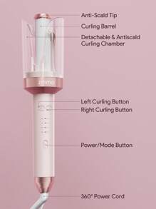 JMMO Rotating Curling Iron, Automatic Hair Curler, LED Indicator 4 Temp Settings Easy Styling For An All-Day Hold In 3 Minutes, Beauty & Personal Care Necessary Instruments-EU Plug - White - View 11