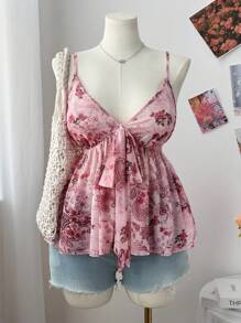 Sweetra 女式大码印花休闲吊带背心，春夏