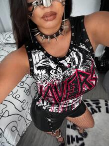 Whyspr Grunge Punk Rave Plus Size Graphic Muscle Tank Top