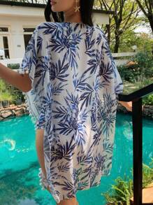 DAZY Women's Spring/Summer Printed Kimono Beach Cover-Up - Blue - View 6