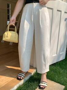 Dazy Petite Plus Loose Fit Casual White Harem Pants, All Season