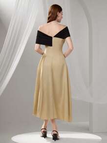 Poshira Abito da sera formale da donna con design asimmetrico (molto decorato), abito occidentale da donna, abito di Pasqua da donna, abito a maniche lunghe da donna elegante, abito da laurea da donna, abito da sera elegante da donna, abito con perline e paillettes, abito estivo a bretelle per donna, abito da festa, abito da ballo