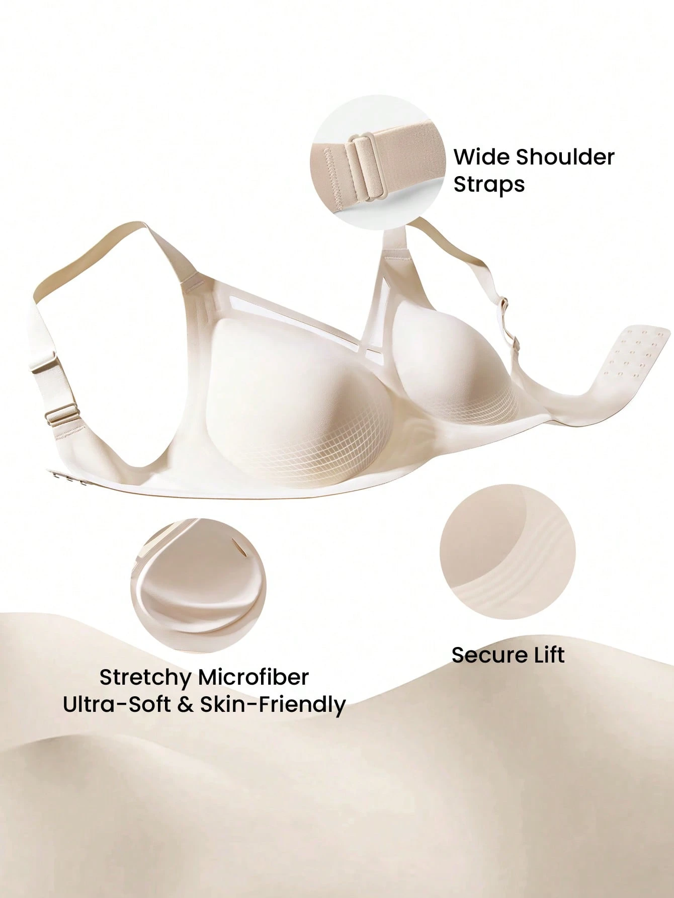Plus Dream Curve 2ème Peau Soutien-gorge de Lounge sans Couture Blanc Mesh Wireless Push Up Adhésif Taille Libre Soutien-gorge Invisible Sous-vêtements Confortables Indispensables