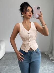 Gloray Elegant Fashion Chic Slim-Fit Fitted Camisole - Pink - View 1