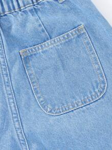 Girls' Casual Basic Comfortable Elegant Fresh Wide-Leg Loose Fit Pure White Denim Jeans - Medium Wash - View 3