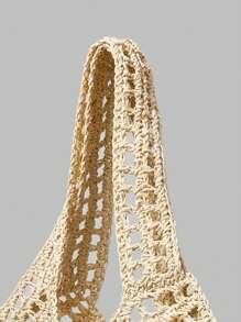 Ontre Women's Solid Color Woven Shoulder Bag, Minimalist & Fashion - Apricot - View 5