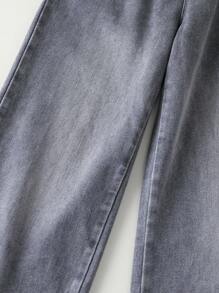 Tween Girls' Casual Washed Loose Straight Leg Jeans - Grey - View 5