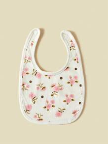 Set de 7 baberos para bebé, paños para eructar con estampado floral y de lazo, transpirables y absorbentes, para bebés niñas, primavera/verano