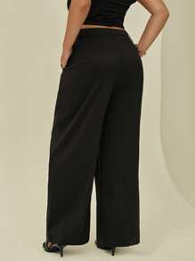 Auralis 大码女装春夏秋季女装正式女装商务休闲女装优雅女装职业装时尚优雅通勤灰色设计不对称阔腿西装裤带口袋裤正装裤