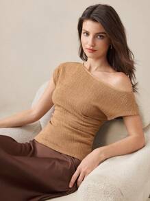 BizChic Camiseta con diseño de hombros fruncidos en colores terrosos clásicos, ideal para el 4 de julio, festivales de música, fiestas, atuendos de invitados de bodas, elegante para el trabajo diario, vacaciones, graduación y festivales de música.