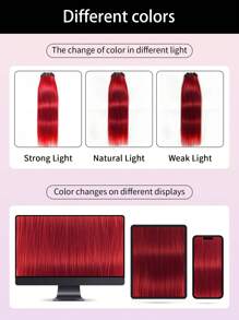 8Pcs Red Straight Clip In Virgin Human Hair Extensions Clip-In Hair Extensions Weft Hair Extension Hair Weaves 10-24inches 120G 100% Human Hair For Women HairPiece Halloween Costumes - SRed - View 11