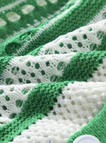 Manfinity CasualKnits Men's Casual Knitted Pullover, Minimalist Fashion For Everyday Wear Men Crochet Shirt Men Beach Shirts - Multicolor - View 5